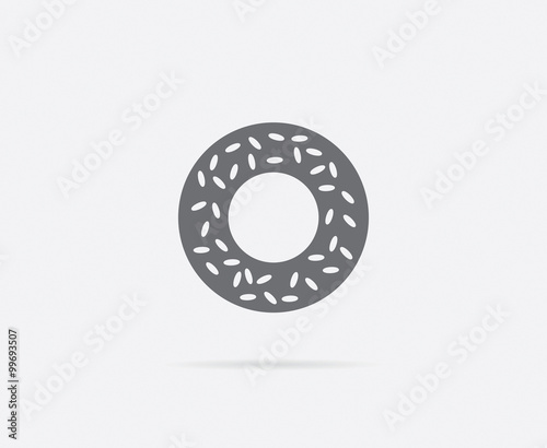 Bagel with Sesame Vector Element or Icon, Illustration Ready for Print or Plotter Cut or Using as Logotype with High Quality