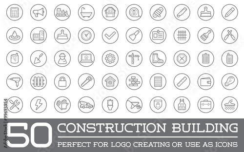 Set of Vector Construction Building Icons Home and Repair can be used as Logo or Icon in premium quality