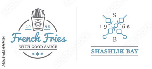 Set of Vector Fastfood Fast Food Elements Icons and Equipment as Illustration can be used as Logo or Icon in premium quality