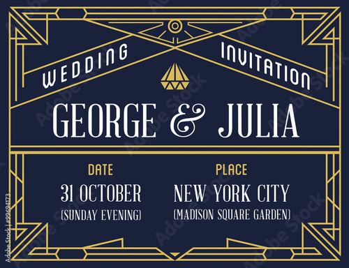 Gatsby Style Invitation in Art Deco or Nouveau Epoch 1920's Gangster Era Vector