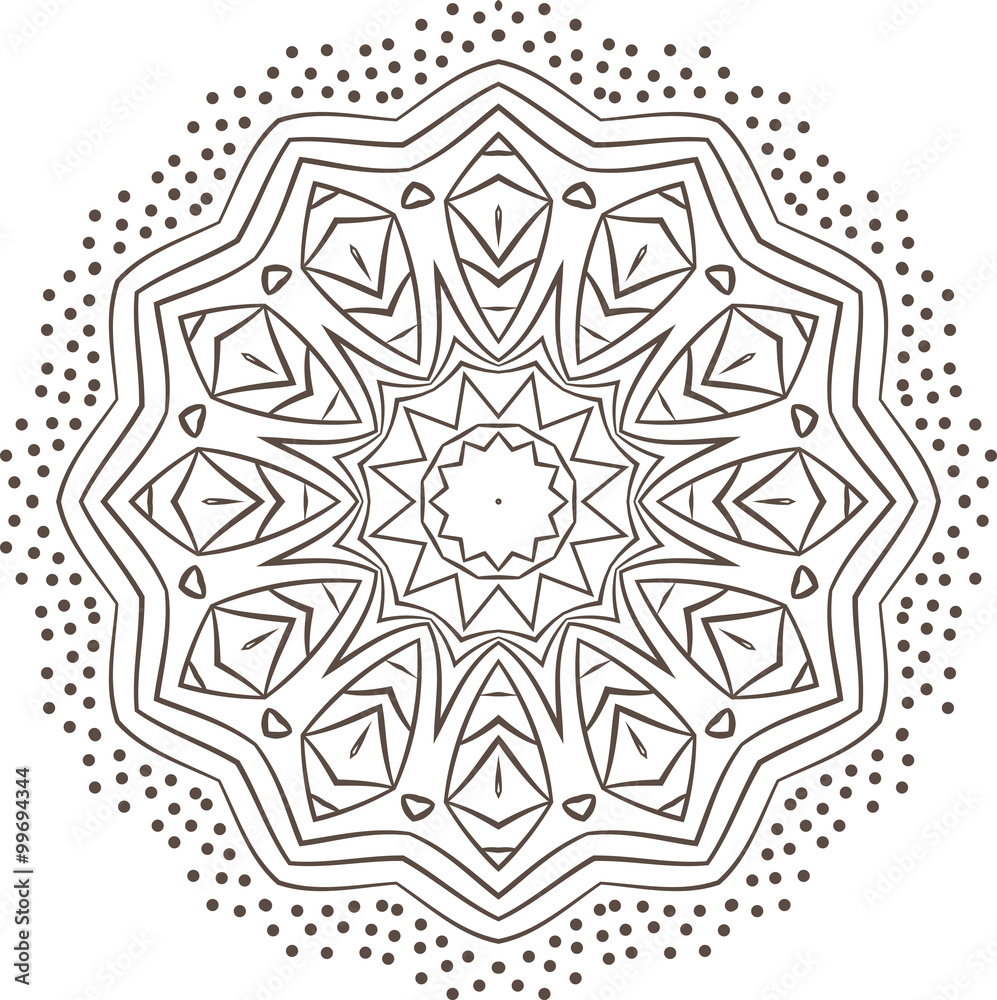 Ethnic Fractal Mandala Vector Meditation looks like Snowflake or Maya Aztec Pattern or Flower too Isolated on White Ethnic Fractal Mandala Vector Meditation looks like Snowflake or Maya Aztec Pattern or Flower too Isolated on White