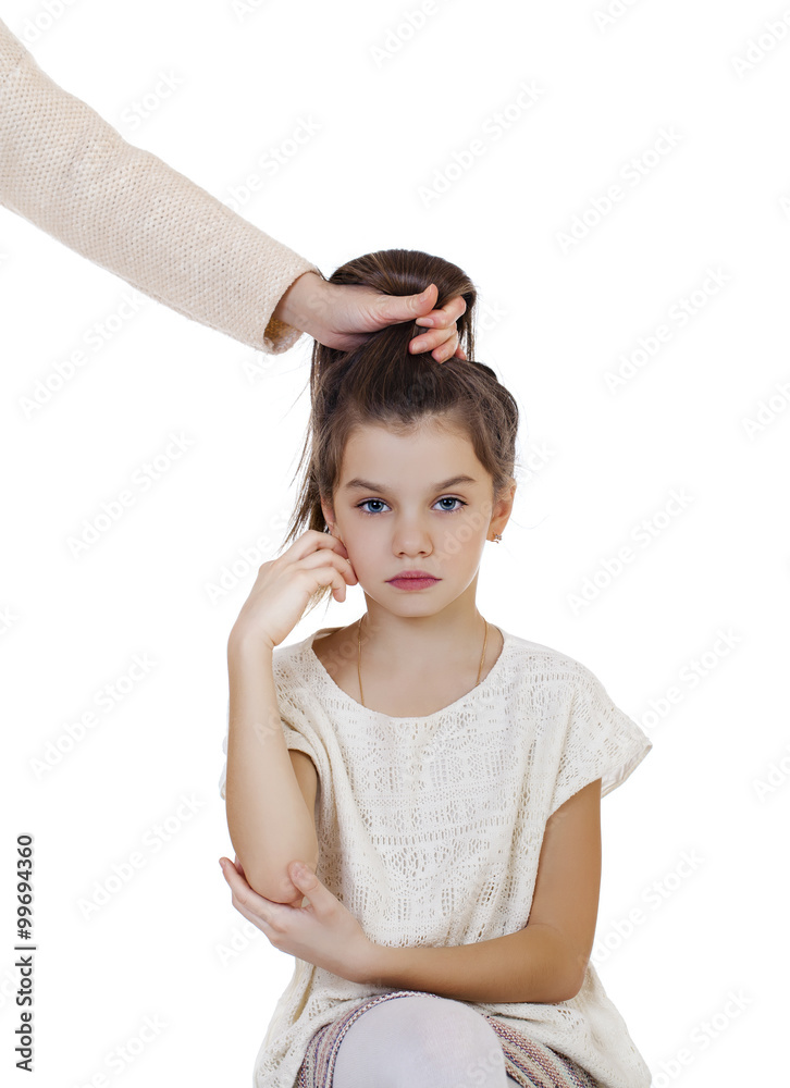 Hair Up, Portrait of beautiful little girl Hair Up, Portrait of beautiful little girl