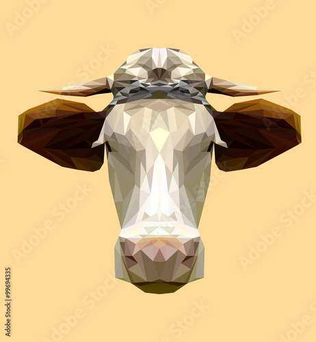 Cow low poly design. Triangle vector illustration.