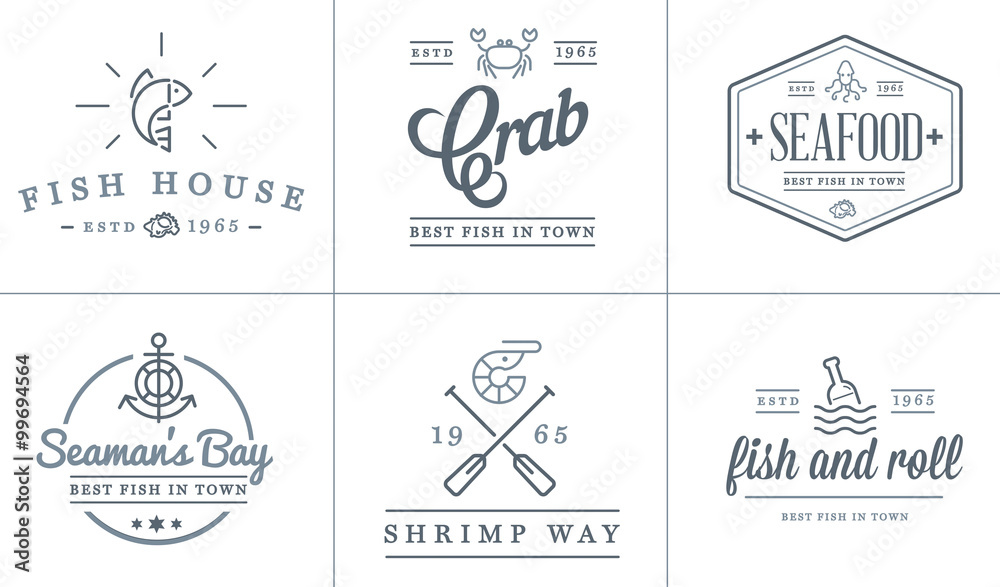 Set of Vector Sea Food Elements and Sea Signs Illustration can be used as Logo or Icon in premium quality Set of Vector Sea Food Elements and Sea Signs Illustration can be used as Logo or Icon in premium quality