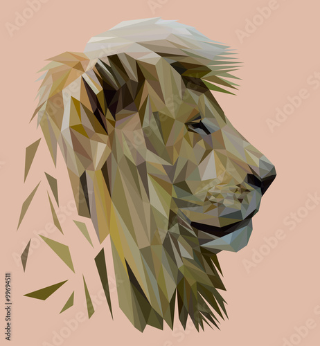 Fototapeta Naklejka Na Ścianę i Meble -  Lion low poly design. Triangle vector illustration.