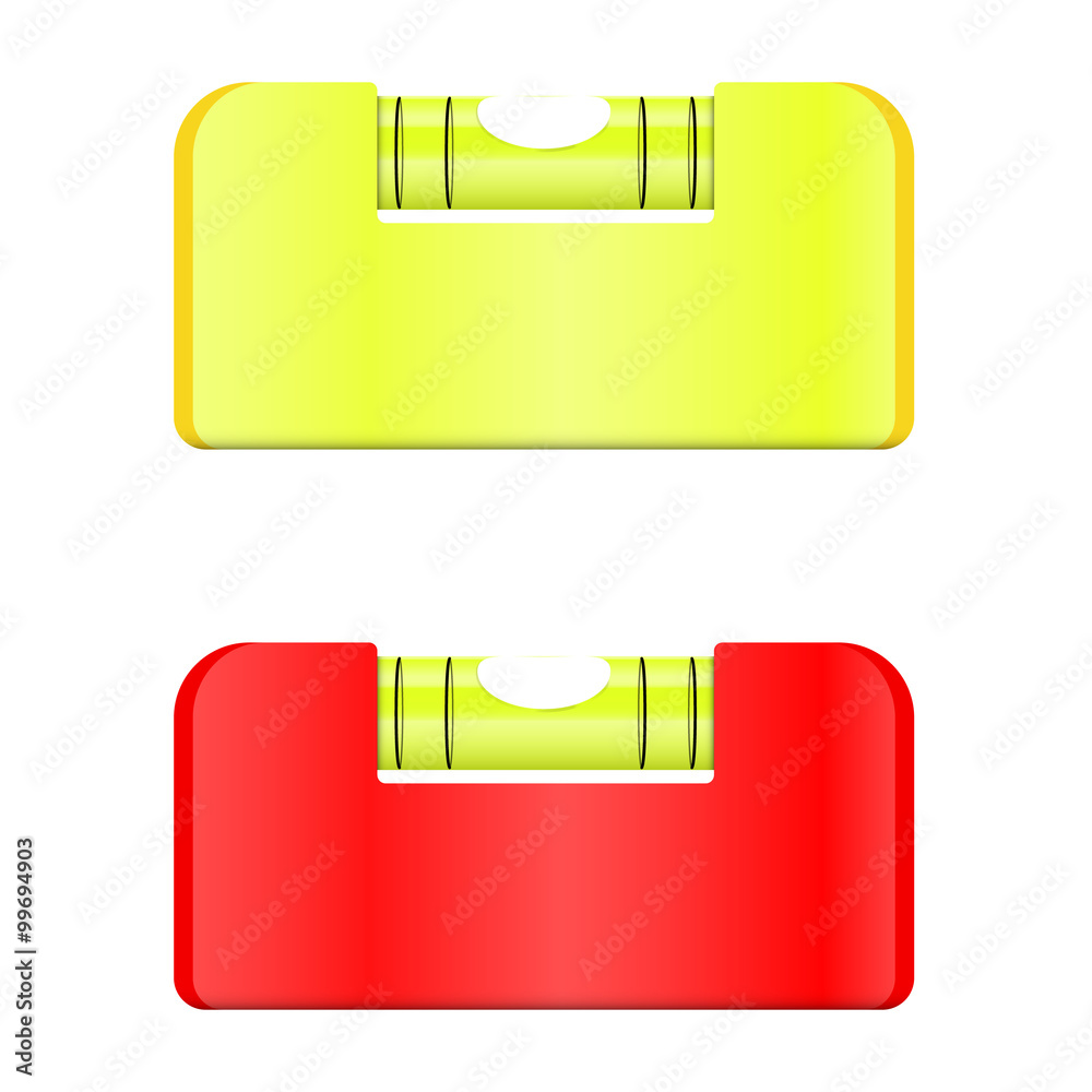 Vector set of portable spirit bubble levels gauge. with green an Vector set of portable spirit bubble levels gauge. with green an
