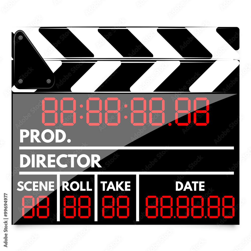 vector illustration of modern digital movie clapper board with l