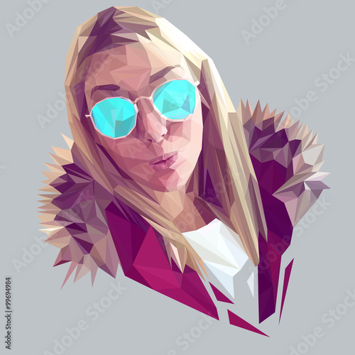 Girl portrait low poly design. Triangle vector illustration.