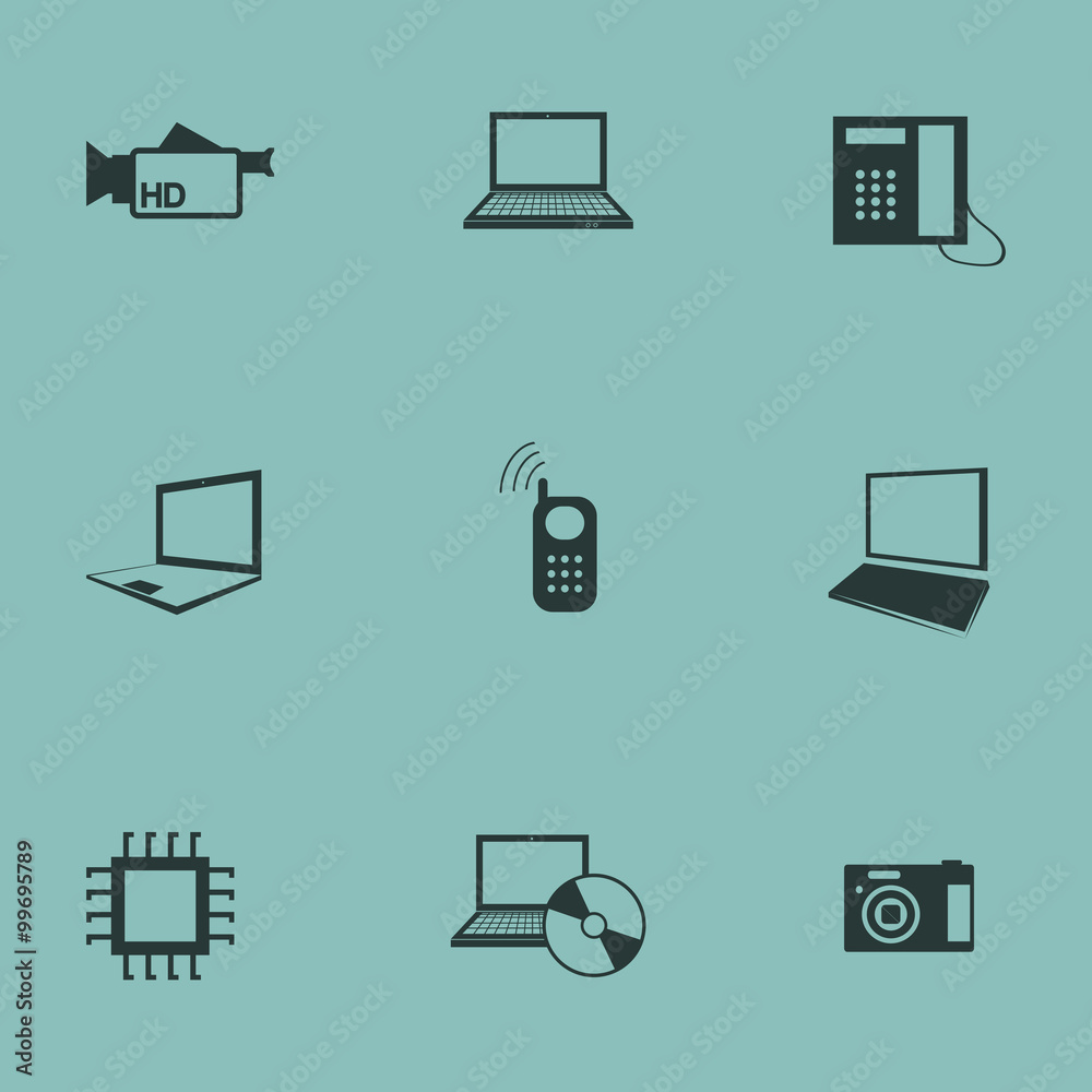 Set with Gadgets icons. Flat style Set with Gadgets icons. Flat style