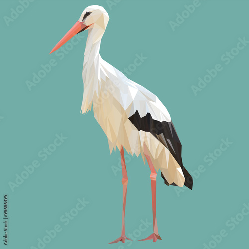 Stork bird animal low poly design. Triangle vector illustration.