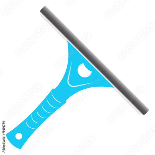 Vector illustration of blue rubber window glass cleaner (squeege