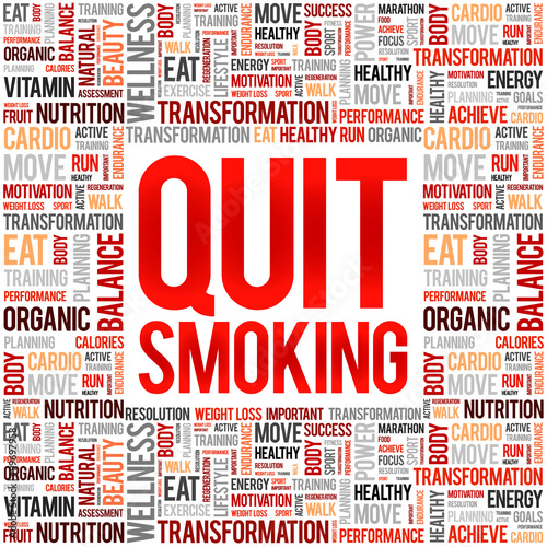 Quit Smoking word cloud background, health concept