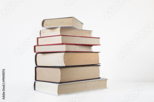 stack of Old books isolated on white..