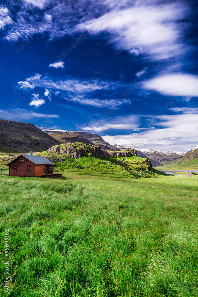 Small cottage in the mountains, Iceland