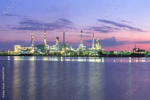 Tanker Oil refinery at twilight