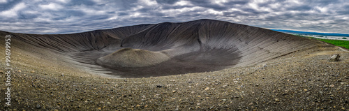 Panorama of volcano crater dimmu borgir in Iceland