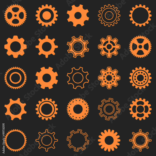 Vector orange gear wheel icons