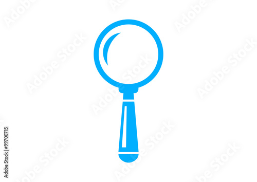 Blue magnifier icon on white background