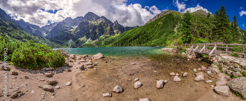 Panorama of beautiful lake in the Tatra Mountains