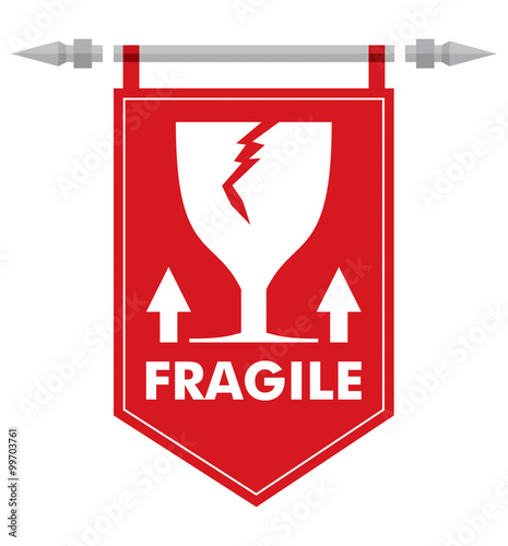 Fragile sign on abstract flag