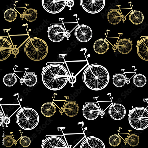 Bike seamless pattern bicycle gold concept
