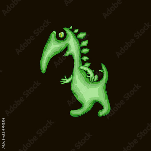 Cartoon illustration of green monster © smaliars