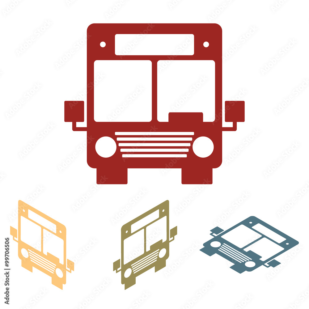 Bus icons isometric set. Bus icons isometric set.