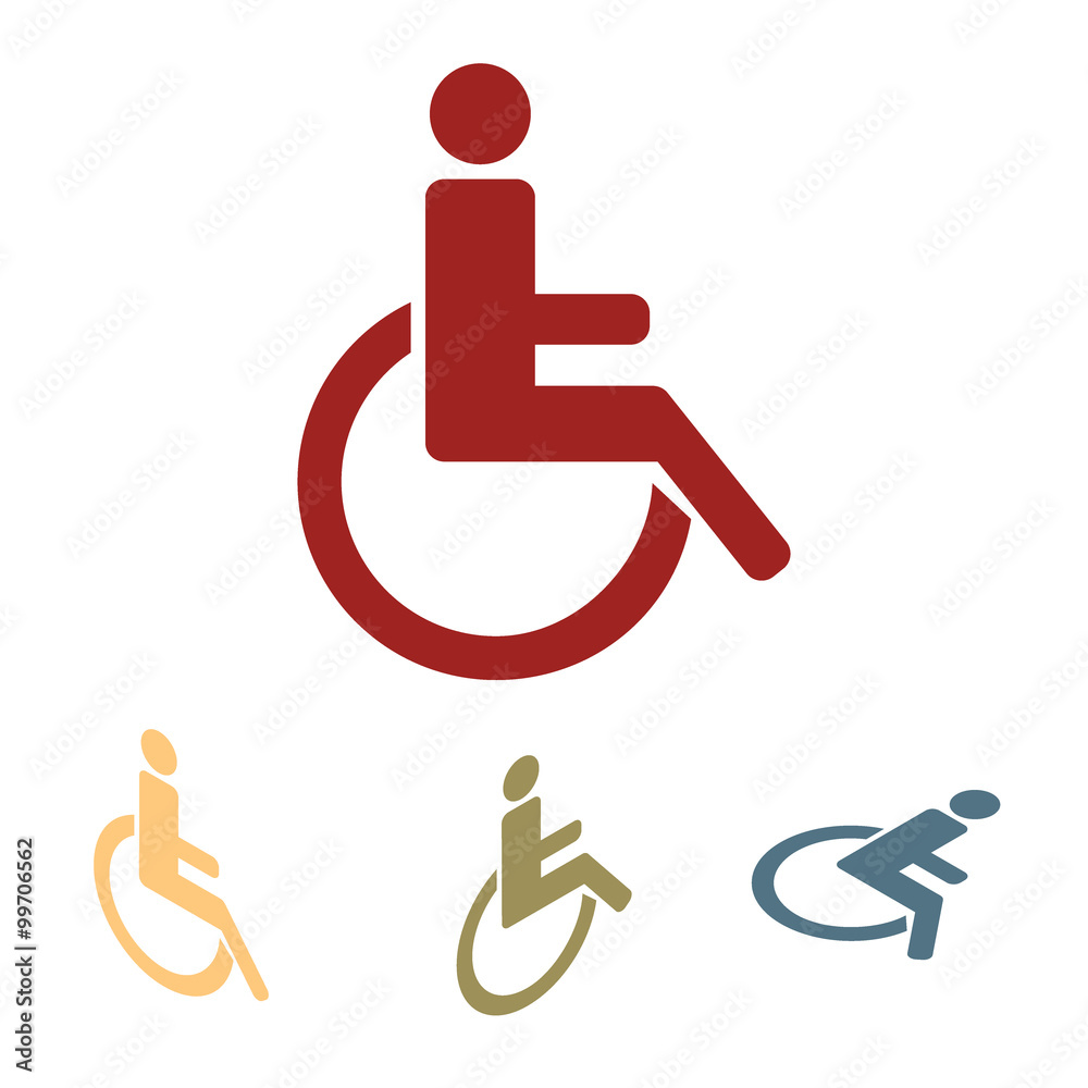 Disabled icon set. Isometric effect