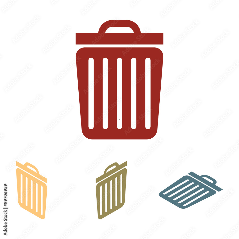 Trash icon. Vector illustration  set. Isometric effect