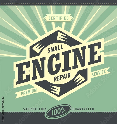 Small engine repair retro ad design