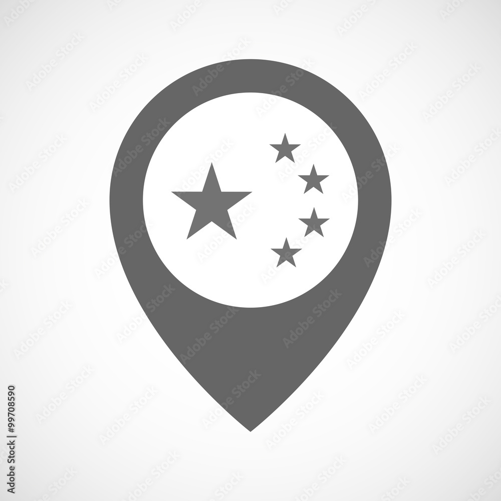Isolated map marker with the five stars china flag symbol Isolated map marker with the five stars china flag symbol