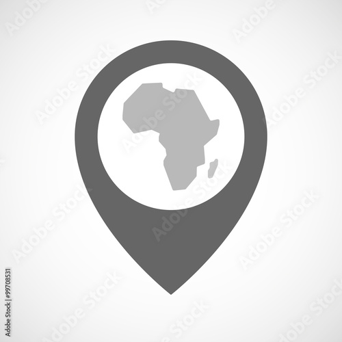 Isolated map marker with  a map of the african continent