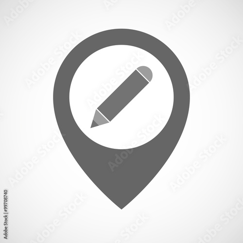 Isolated map marker with a pencil