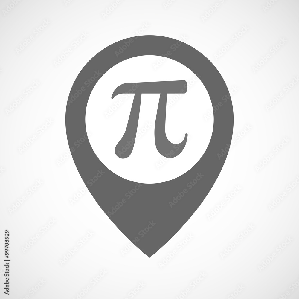 Isolated map marker with the number pi symbol Isolated map marker with the number pi symbol