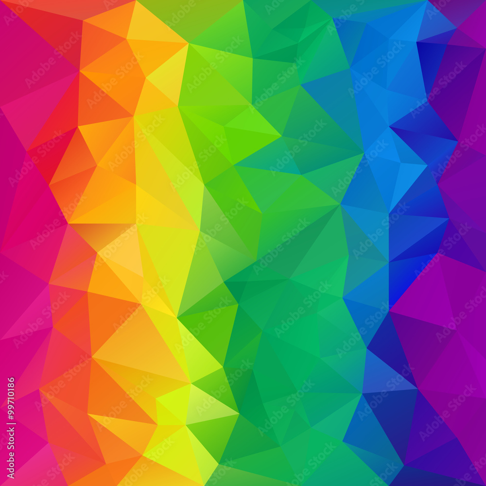 vector polygon background with irregular tessellation pattern - triangular  geometric design in full color - rainbow spectrum Stock Vector