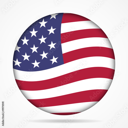 button with waving flag of USA