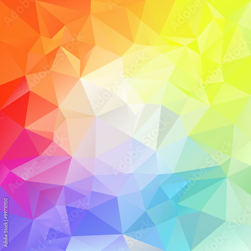 vector polygon background with irregular tessellation pattern - triangular geometric design in full color spectrum - bright in middle