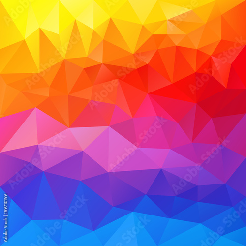 vector polygon background with irregular tessellation pattern - triangular geometric design in full spectrum color - horizontal striped rainbow