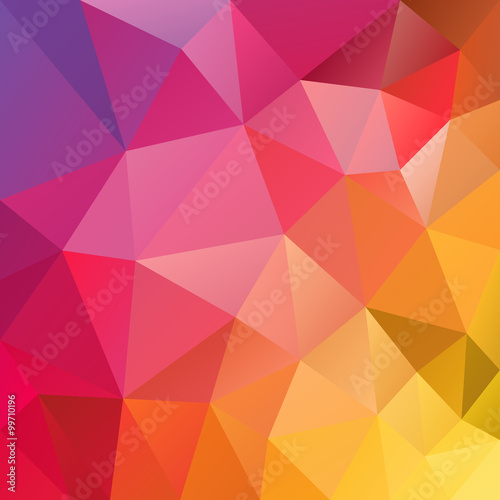 vector polygon background with irregular tessellation pattern - triangular geometric design in full spectrum color - yellow, red, pink, violet