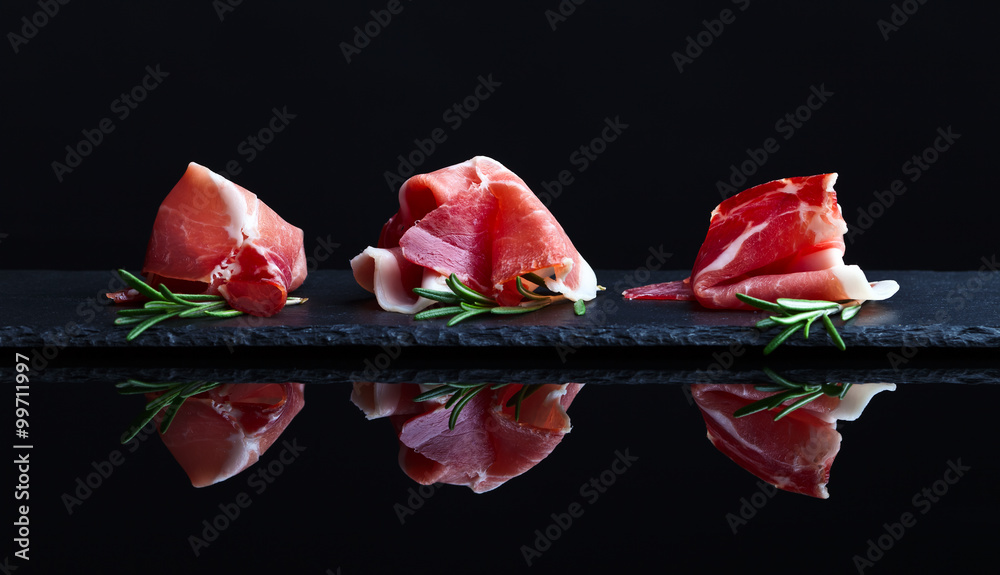 jamon on a black background jamon on a black background