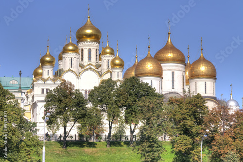 Dome complex of churches in the Kremlin. City Moscow