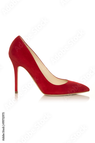 red female low shoe on a white background