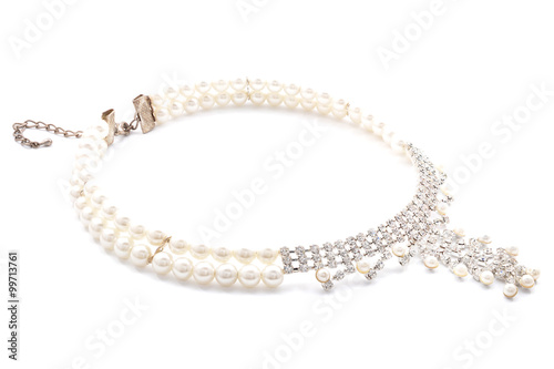 pearl necklace on a white background