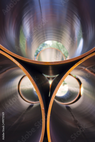 Obraz na płótnie Inside of metallic gas tubes, pipeline part w salonie