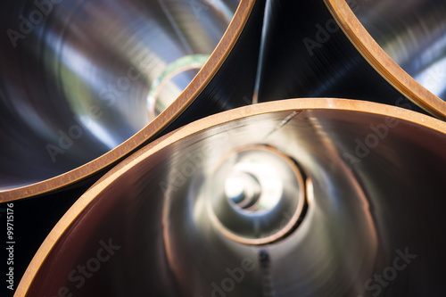 Obraz na płótnie Inside of metallic gas tubes, pipeline part w salonie