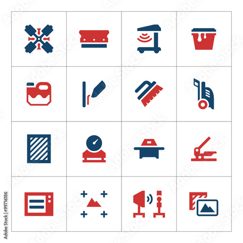 Set color icons of screen printing