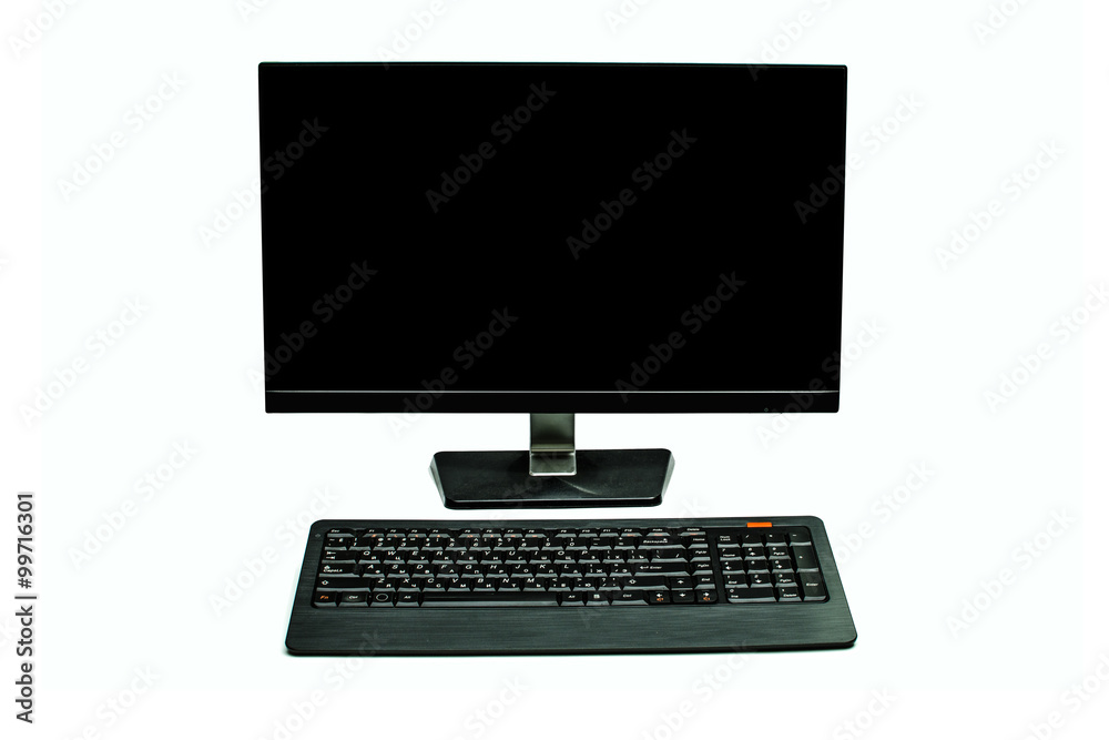 monitor and keyboard on a white background monitor and keyboard on a white background