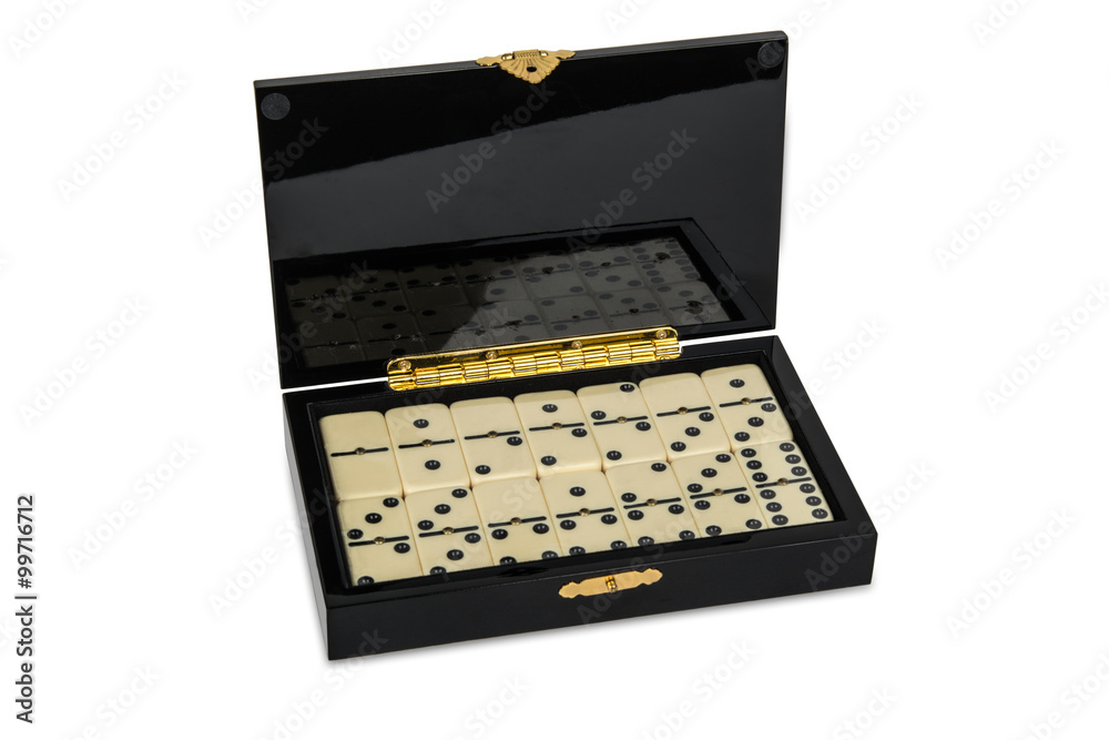 Domino in black, open box isolated on white Domino in black, open box isolated on white