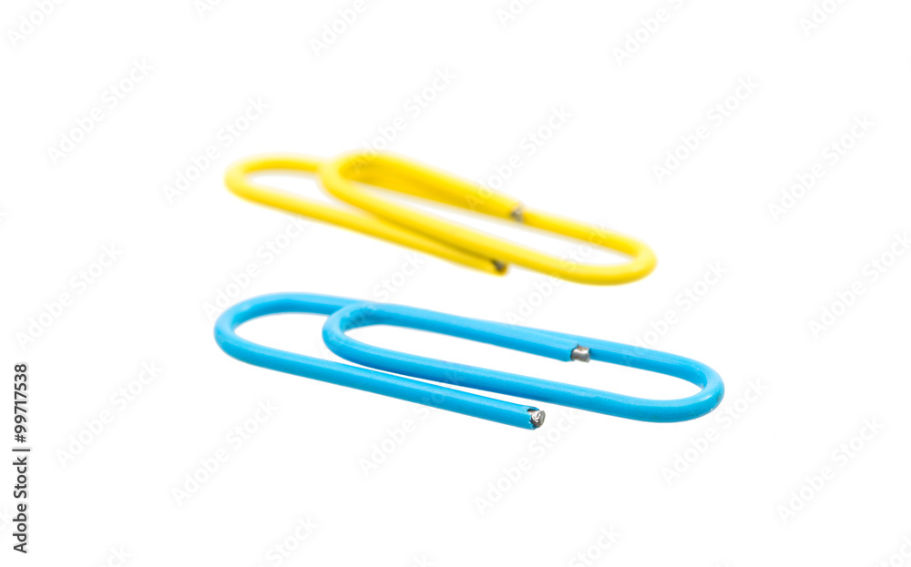 colored paper clips isolated