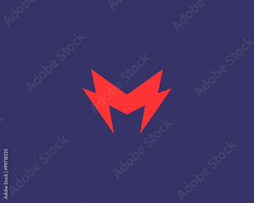 Abstract letter M logo. Dynamic unusual font. Universal fast speed fire moving quick energy icon. Flash vector logotype. Rapid thunderbolt  superhero t shirt print, apparel fashion tee symbol. 